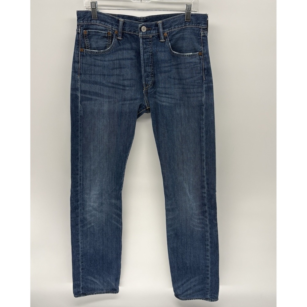 Levi's 501 Jeans Blue Medium Wash Straight Leg Button Fly Pants Men 32X33